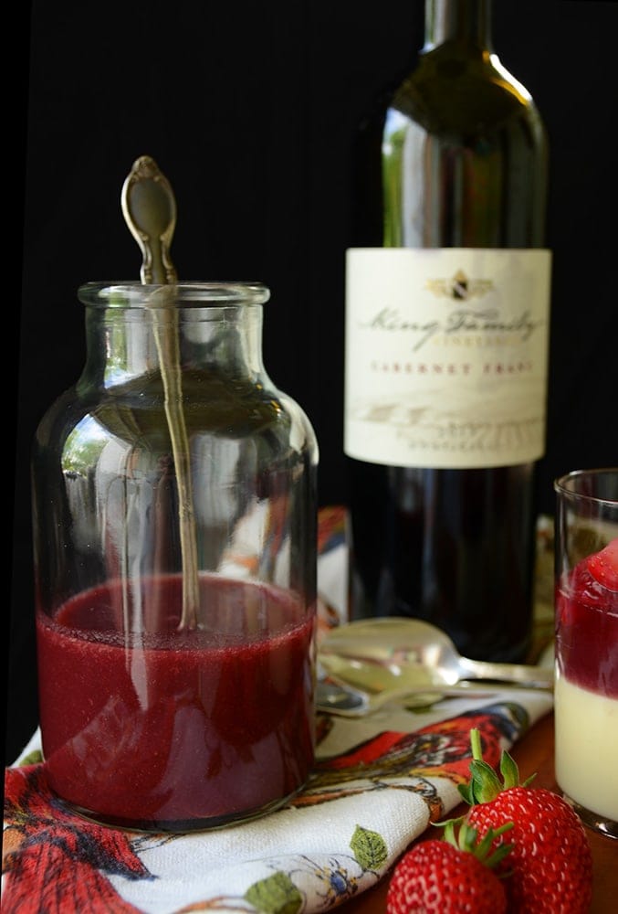 Strawberry Rhubarb Pudding Sauce Closeup Web - Elegant Cabernet Strawberry Rhubarb Pudding