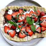 Chocolate Strawberry Mint Dessert Pizza with whole-milk ricotta cheese! This recipe lies at the intersection of easy and unbelievably delicious!