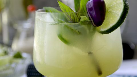 Spicy Thai Basil Cucumber Cocktail