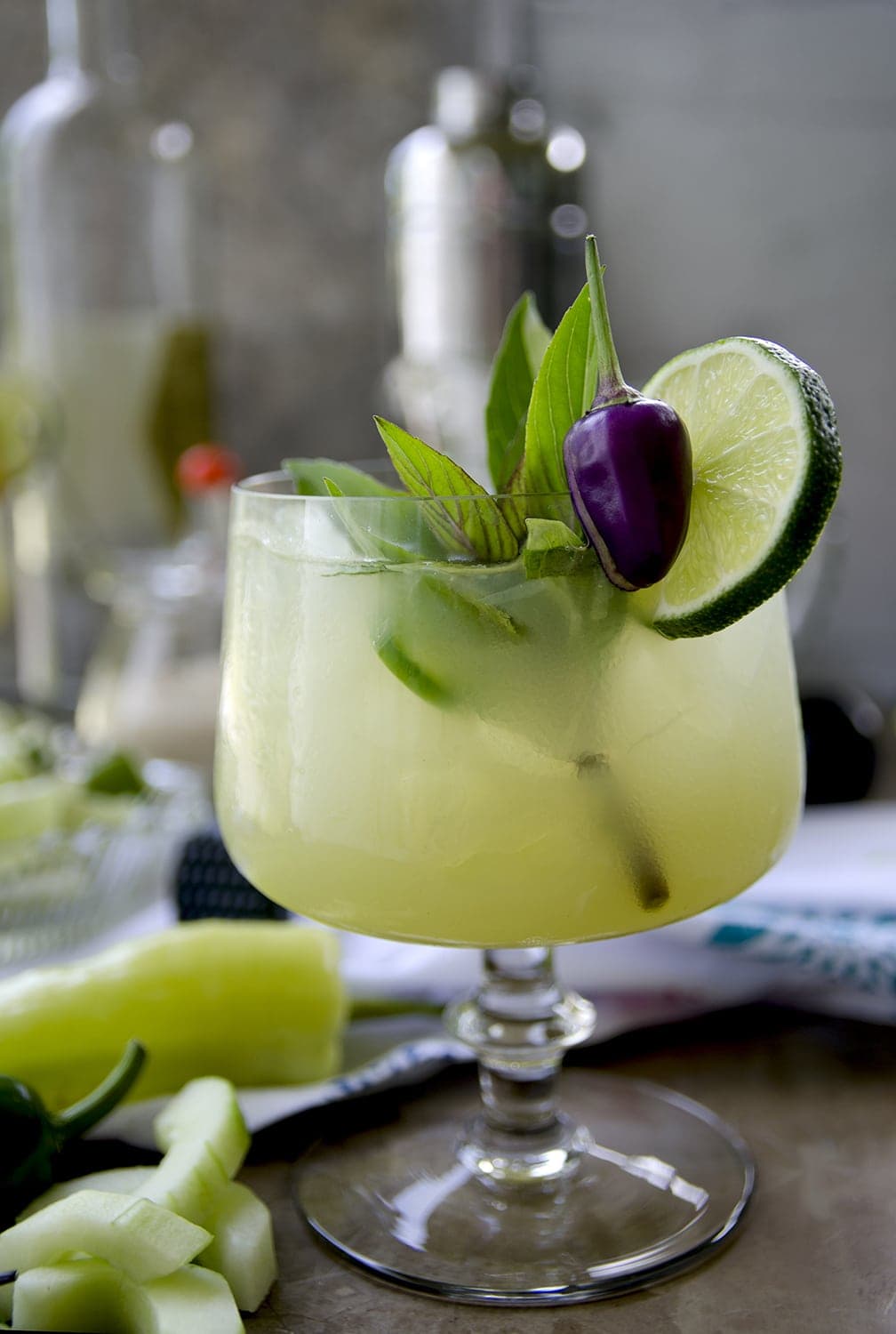 Spicy Thai Basil Cucumber Cocktail