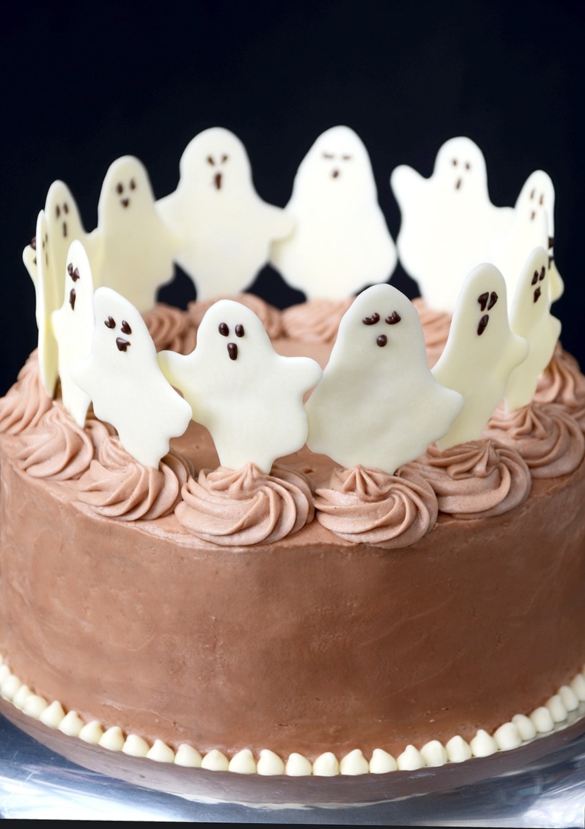 Dancing Ghosts Cake CLoseup Web - Ghoulishly Good! Halloween Party Recipes and Ideas