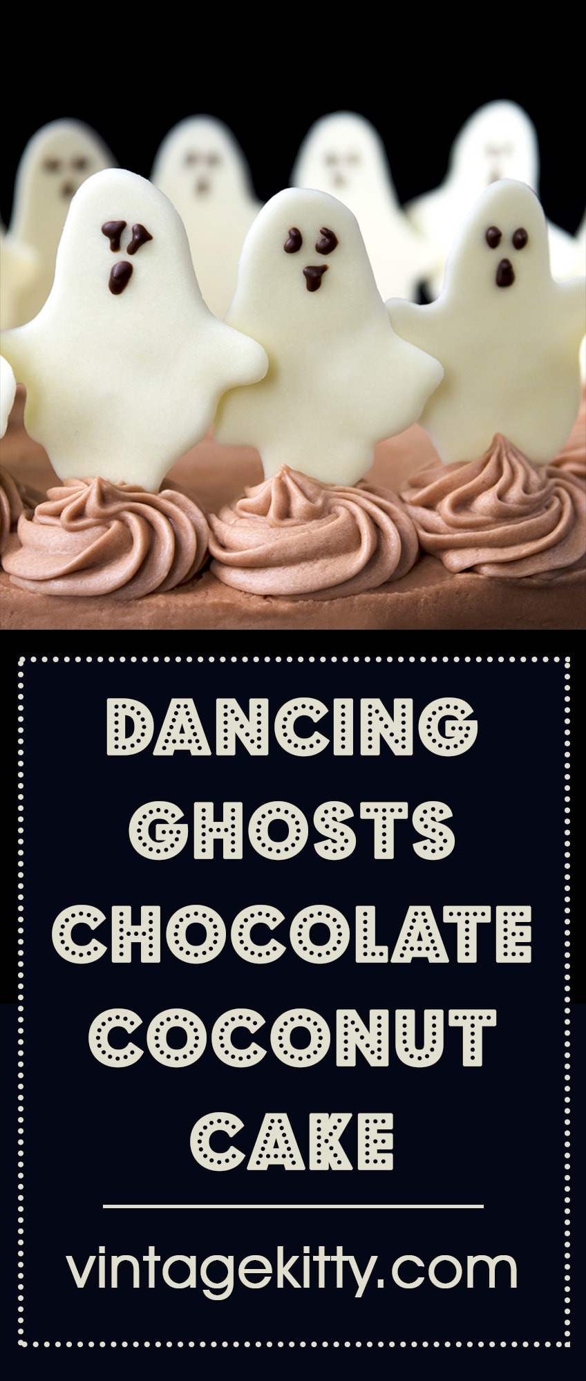 Dancing Ghosts Cake Pin 2 - Dancing Ghosts Chocolate Coconut Cake