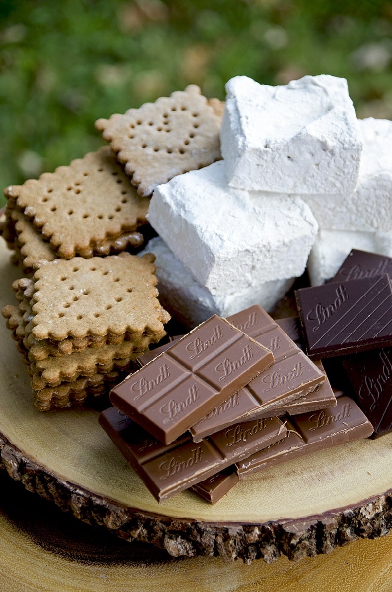 Smores fixings Web - Hickory Marshmallow S'mores with Lindt Chocolate