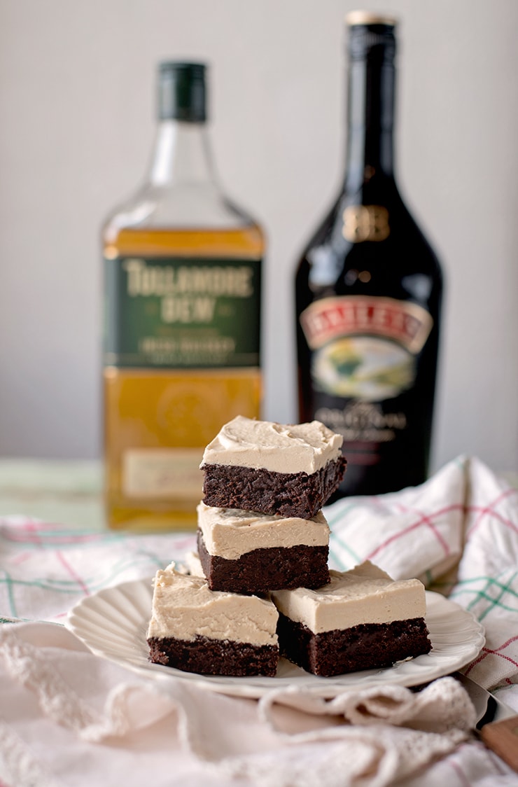 Boozy Irish Brownies 9294 Web 1 - Boozy Irish Brownies with Irish Cream Whiskey Ganache