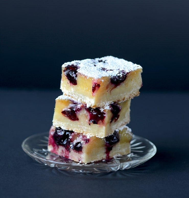 Stack of Blueberry Grapefruit Bars Vertical Web - Blueberry Grapefruit Bars