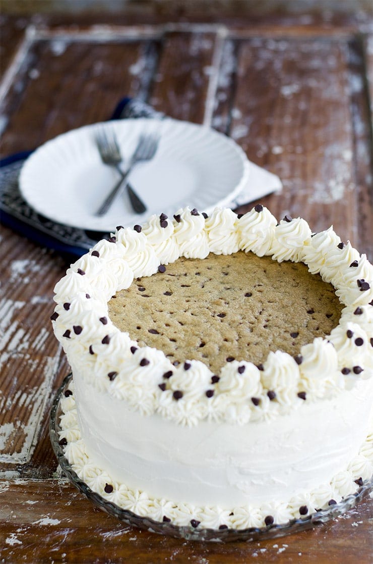 Chocolate Chip Cookie Cake Cookie Top Web - Chocolate Chip Cookie Cake