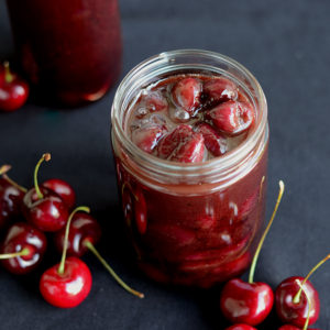 Jar of Cherry Syrup Web 300x300 - Grilled Cherries in Spiced Butter Rum Sauce