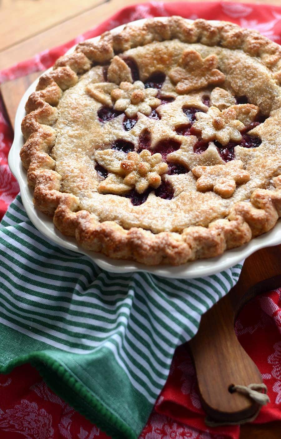 Pie at an angle Web - Magnificent Mixed Berry Pie with Butter Almond Crust