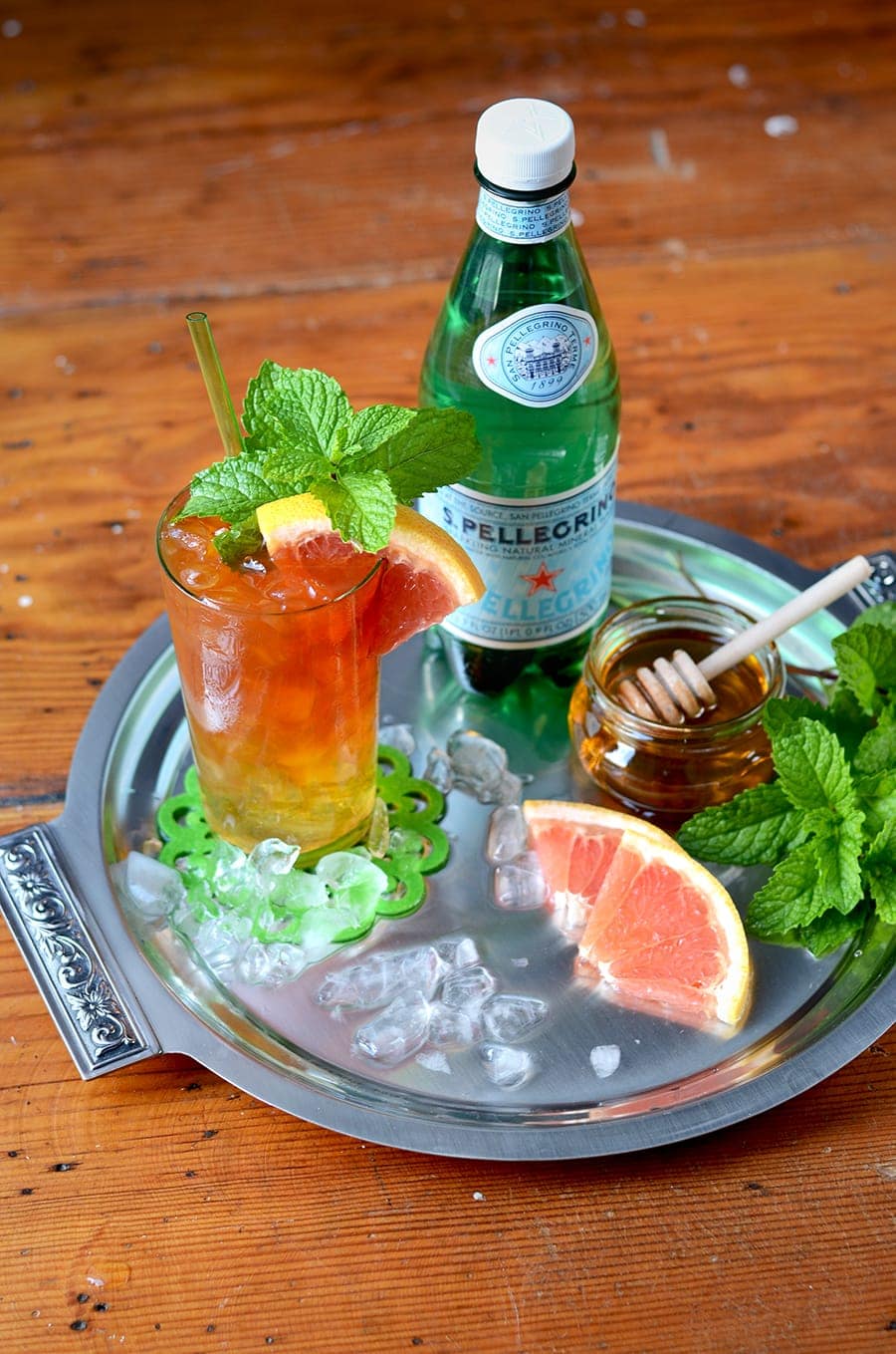 Tray with Skinny Iced Tea Cocktails Web - Skinny Iced Tea Cocktail </br>with Homemade Unsweetened Tea Vodka