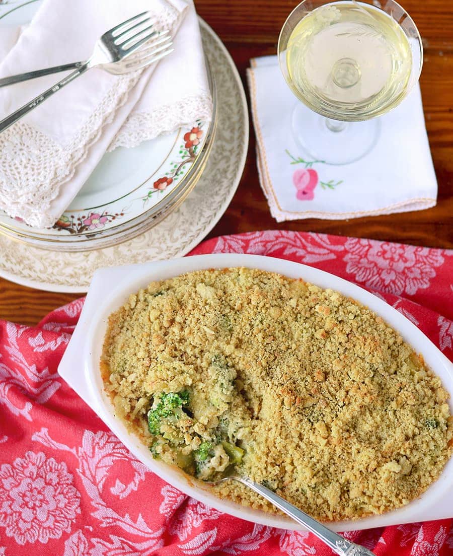 Broccoli Casserole Top Down Web - Broccoli Cheese Casserole </br>with Crunchy Quinoa Topping