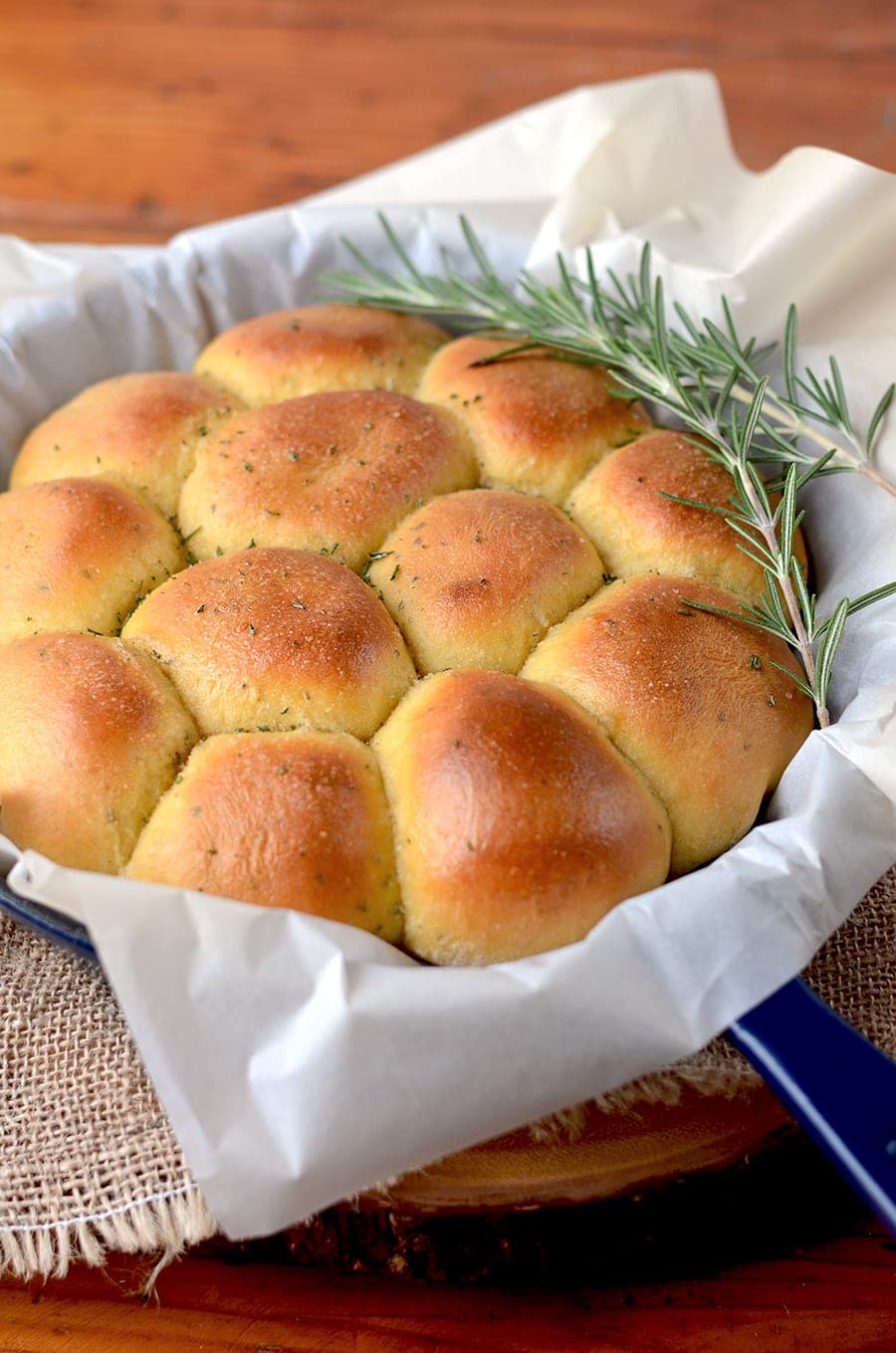 Rosemary Sweet Potato Rolls in Skillet Web - Rosemary Sweet Potato Rolls / Pizza Dough