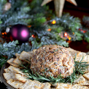 Cheese Ball Web 300x300 - Easy Cheddar Cheese Ball with Butter Roasted Apple Chips, Pecans and Rosemary