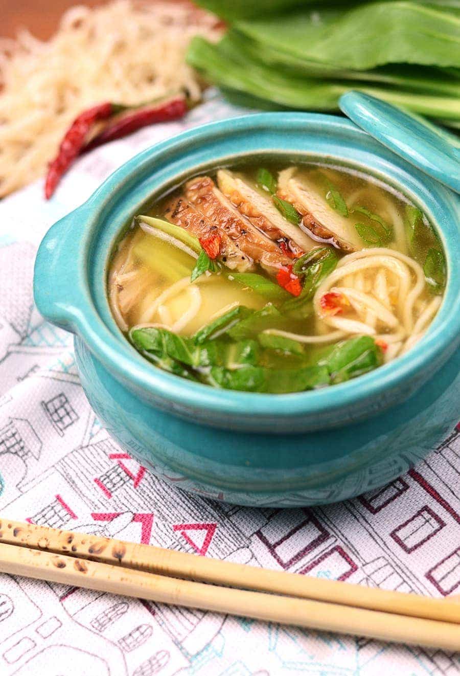 Chinese Noodle Soup Vertical Web - Chinese Noodle Soup with homemade noodles- inspired by a sister getaway to NYC!