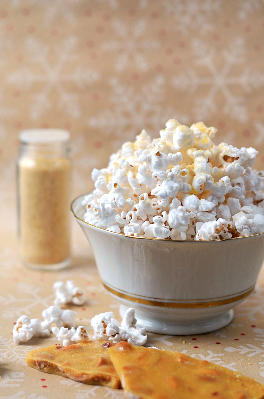 Peanut Brittle Popcorn Topping Vertical Web - Peanut Brittle Popcorn Topping