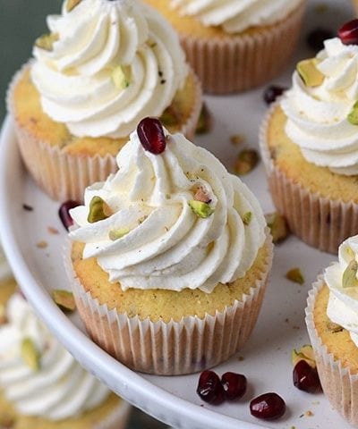 Made from scratch with lime zest, pomegranate, pistachios and ginger beer, these Pomegranate Pistachio Cupcakes are perfect with Greek Yogurt Buttercream.