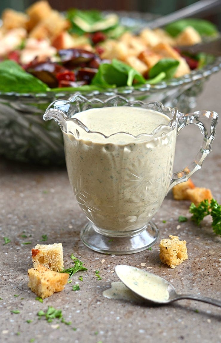 Pitcher of Creamy Italian Dressing Web - Vegan Creamy Italian Salad Dressing