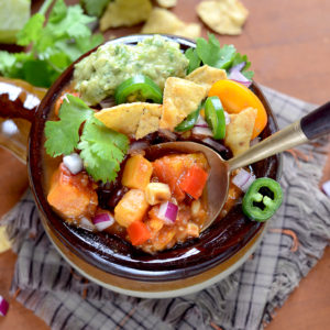 Spoonful of Vegan Sweet Potato Chili Web 300x300 - Vegan Sweet Potato Chili with Black Beans and Quinoa