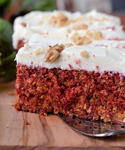 Dress up your dessert or breakfast or snack with this beautiful Rustic Beet Cake with Cream Cheese Icing. A sweet alternative to carrot cake..
