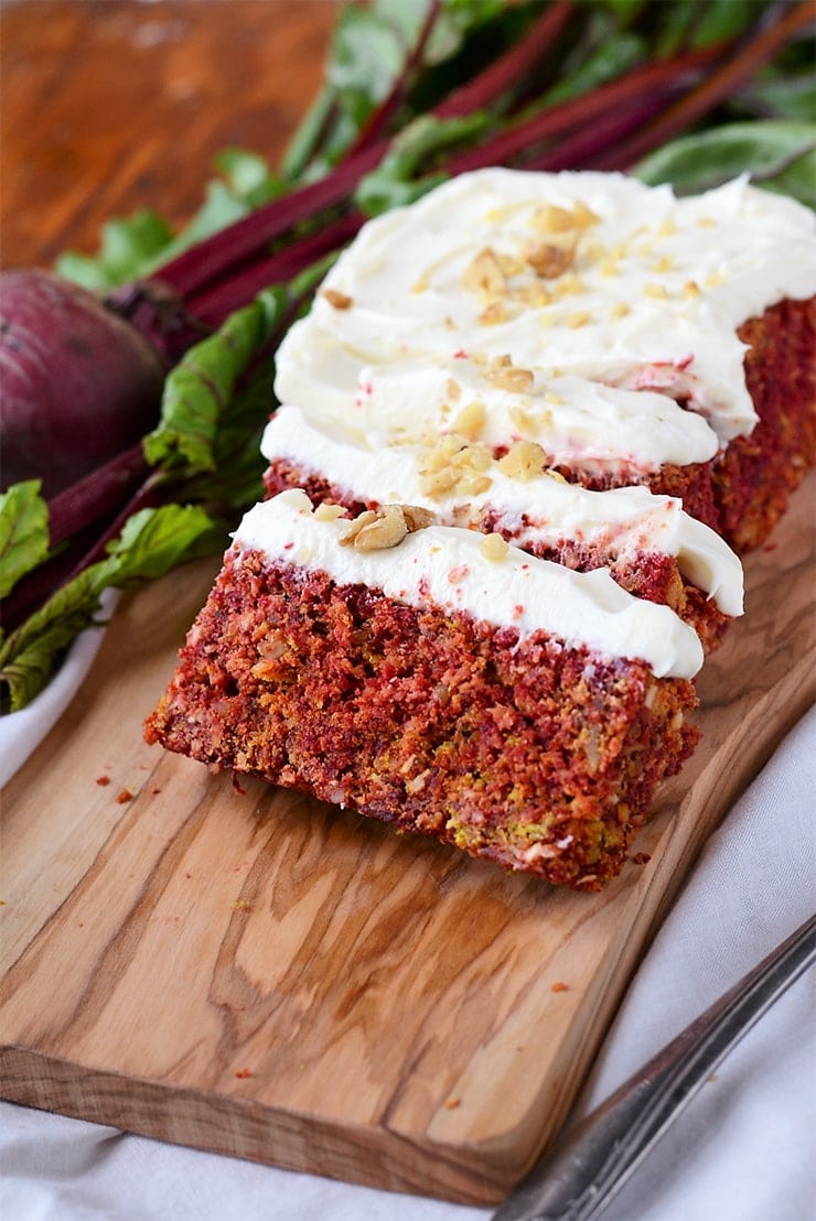 Beet Cake Slices NEW Web - Rustic Beet Cake with Cream Cheese Icing