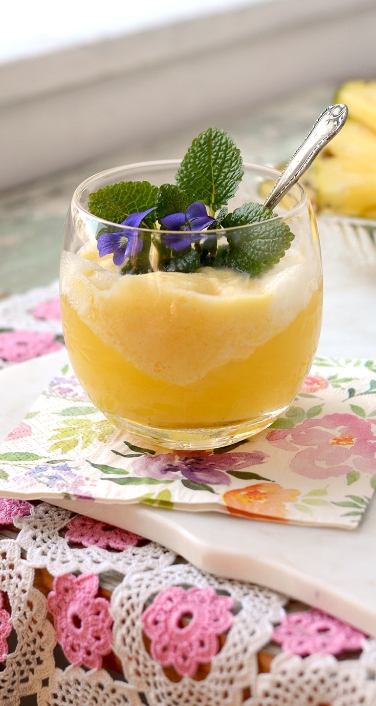 Glass of Prosecco Pineapple Cocktail Pin - Prosecco Pineapple Sorbet Floats