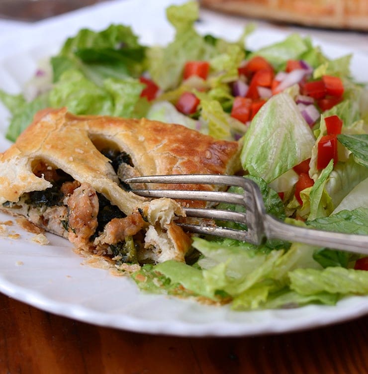 Sausage and Kale Pocket Web - Sausage and Kale Puff Pastry Pockets with Parmesan and Mozzarella