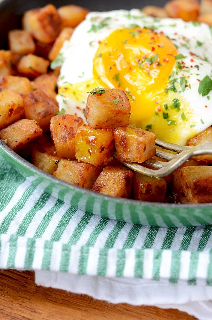 DSC 4276 Web - Crispy Aleppo Pepper Breakfast Potatoes with Sunny Side Up Eggs