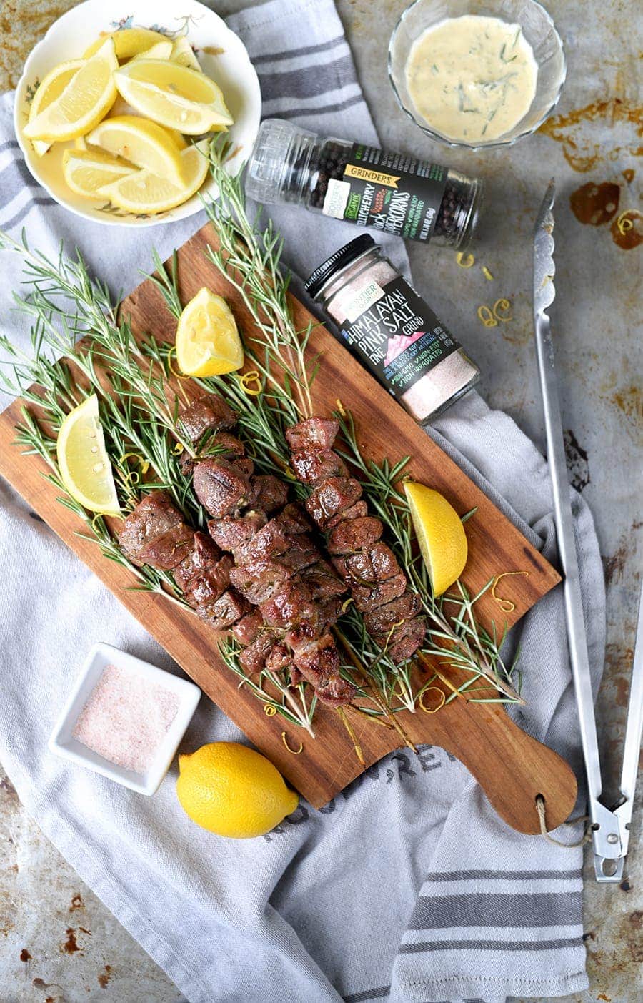 Grilled Rosemary Lamb Skewers with Himalayan Pink Salt - Vintage Kitty