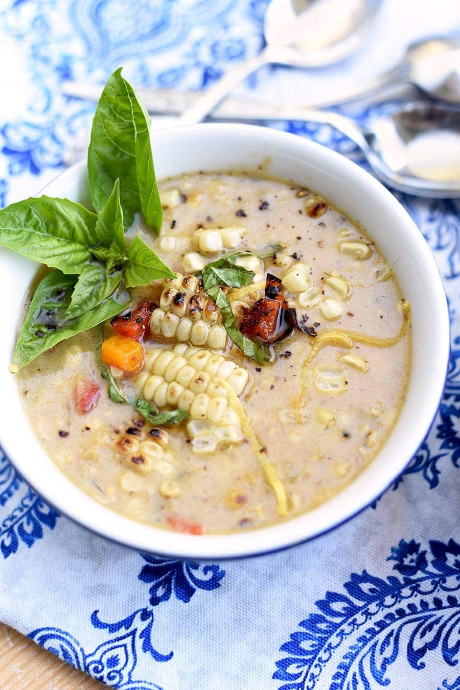 Summer Grilled Corn Chowder 1016 Web - Comforting Creamy Chicken Corn Soup with a Hint of Heat
