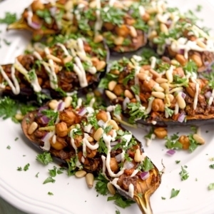 Stuffed Eggplant 4000 Web 300x300 - Stuffed Eggplant with Lemon Tahini Dressing