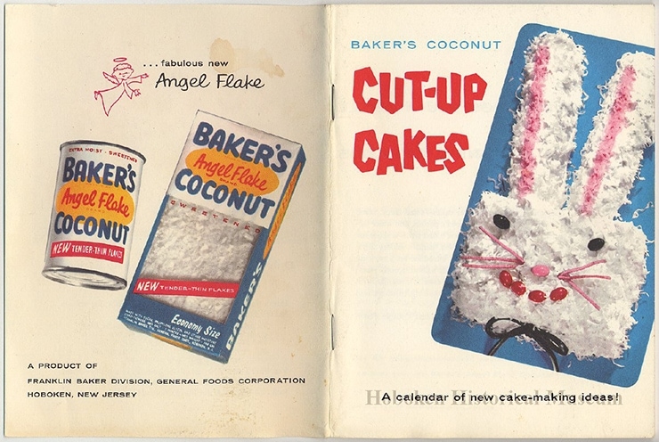 Bakers Coconut Cut Up Cakes 1956 - Owl Cut Up Cake