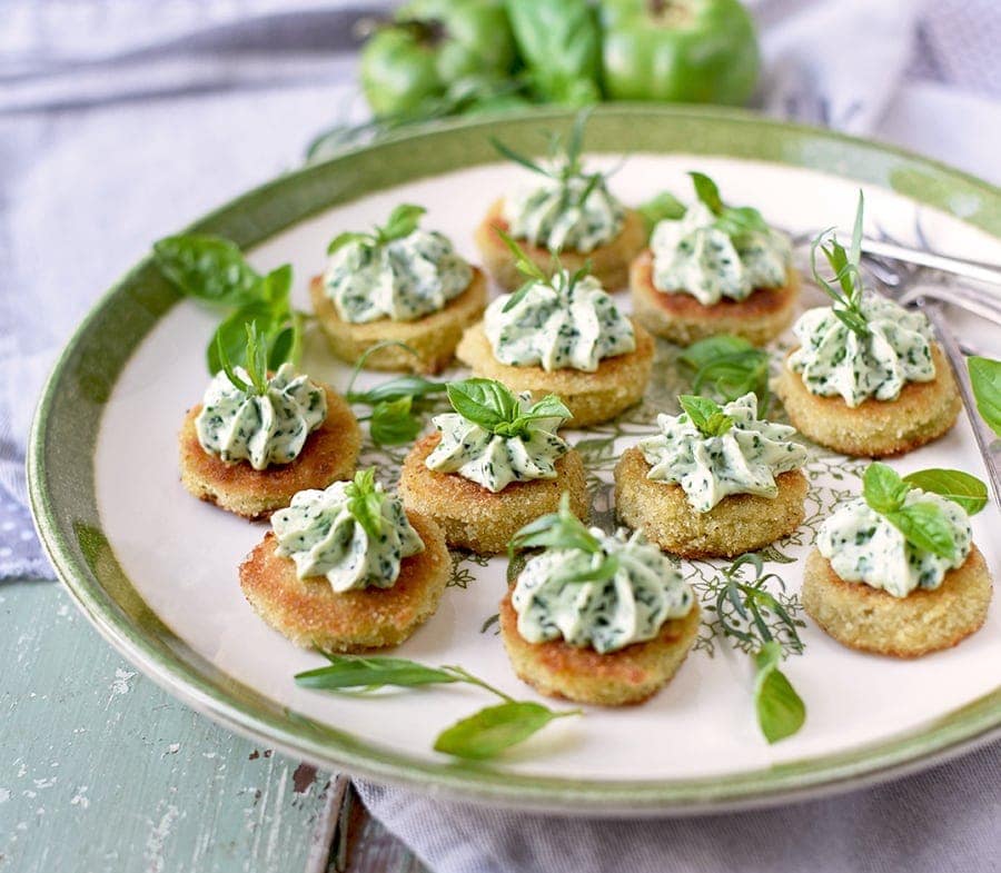 Fried Green Tomatoes 5212 Web - Fried Green Tomatoes </br>with Whipped Herb Chevre