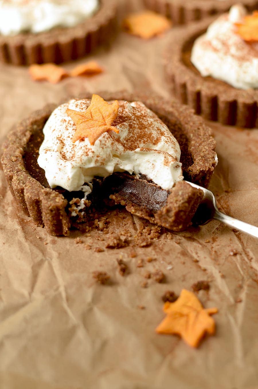 Pumkin Chocolate Tarts 6270 Web - Pumpkin Chocolate Tarts with Pepita Crust