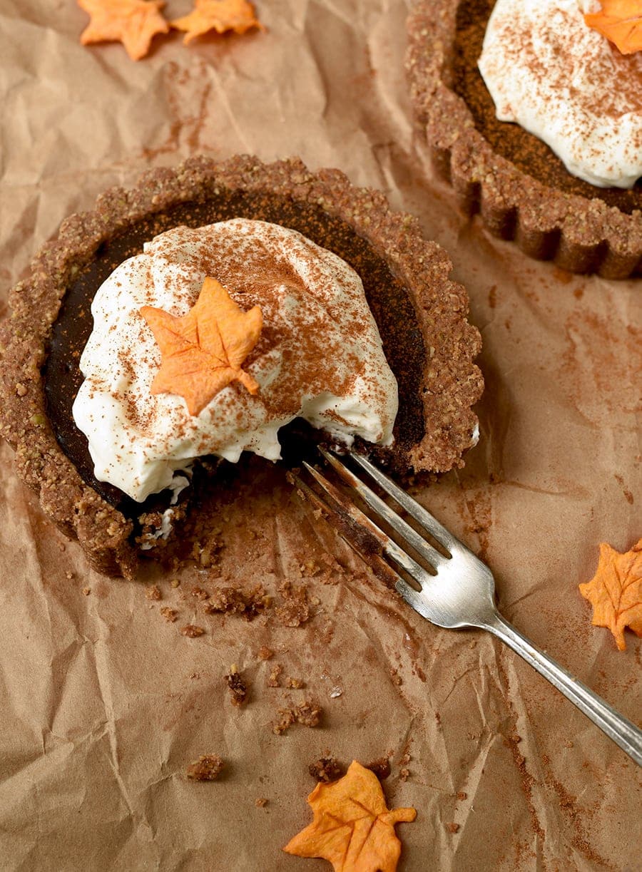 Pumkin Chocolate Tarts 6274 Web - Pumpkin Chocolate Tarts with Pepita Crust