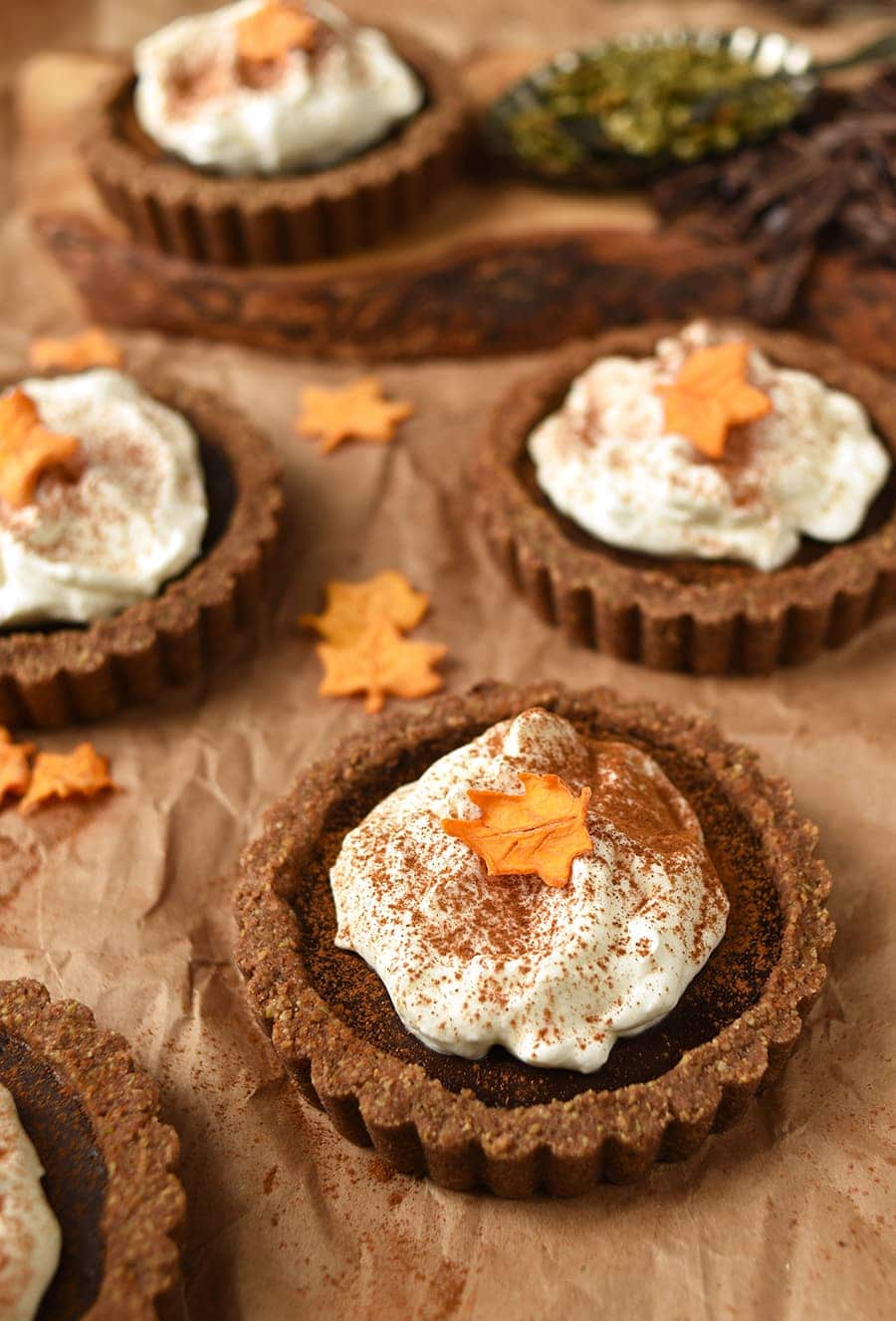 Pumpkin Chocolate Tarts 6136 Web - Pumpkin Chocolate Tarts with Pepita Crust