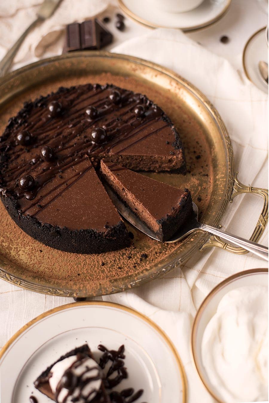 Instant Pot Chocolate Espresso Cheesecake 8868 Web - Instant Pot Chocolate Cheesecake with Espresso Beans and Oreo Crust