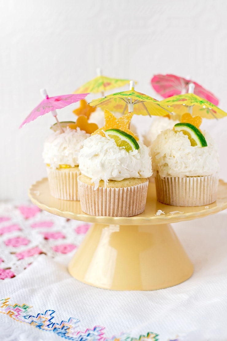 Lime Coconut Cupcakes 1374 2 Web - Tropical Coconut Cupcakes with Mango Curd and Coconut Buttercream