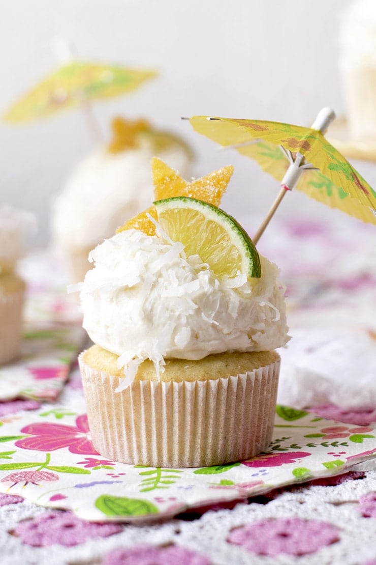 Tropical Coconut Cupcakes with Mango Curd and Coconut Buttercream