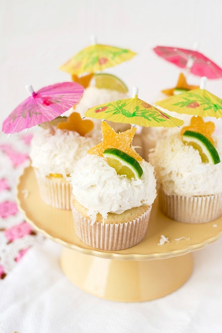 Tropical Coconut Cupcakes with Mango Curd and Coconut Buttercream