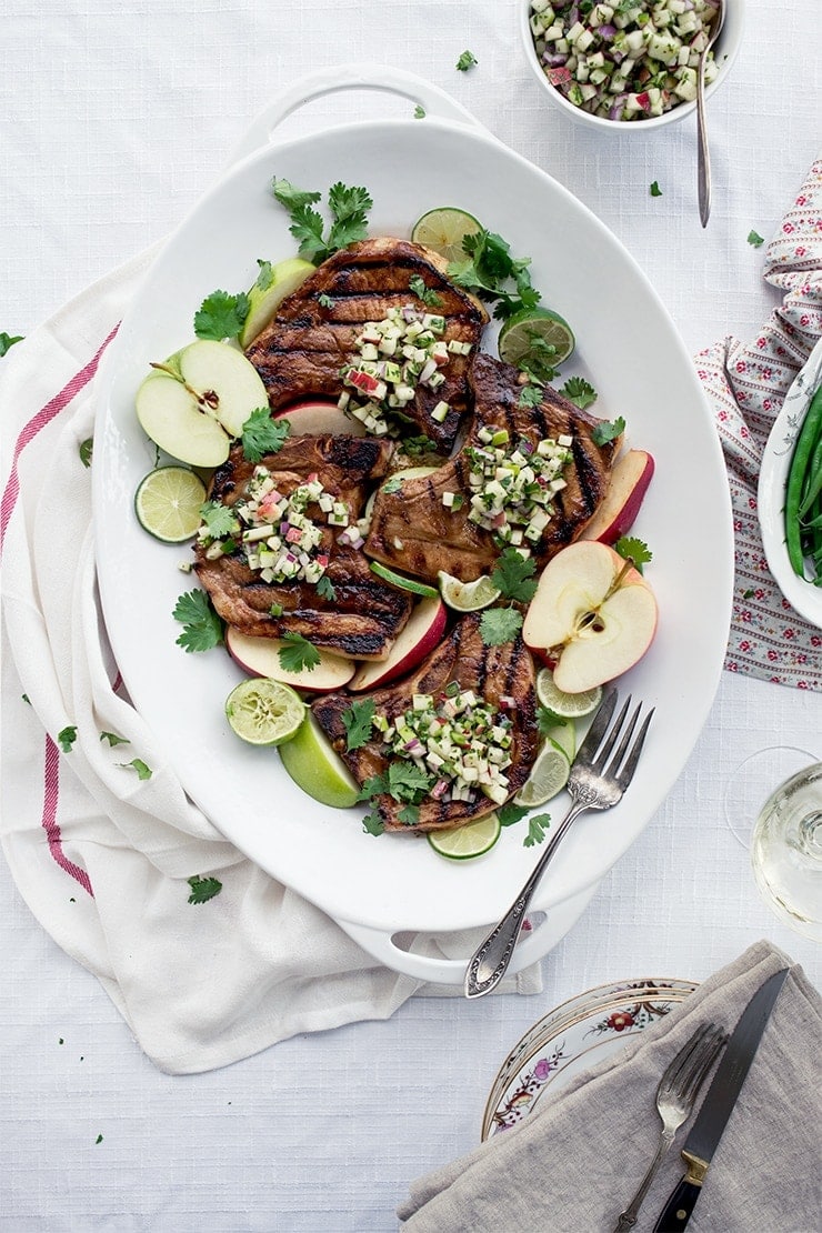 Grilled Pork Chops with Apple Salsa 4349 Web - Grilled Pork Chops with Apple Salsa