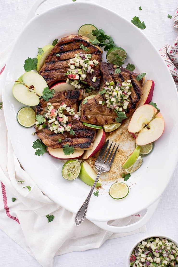 Grilled Pork Chops with Apple Salsa 4450 Web - Grilled Pork Chops with Apple Salsa