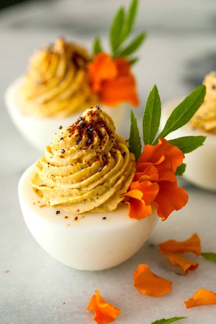 Spicy Deviled Eggs with Chipotle She Keeps a Lovely Home - Mouthwatering Thanksgiving Menu Ideas