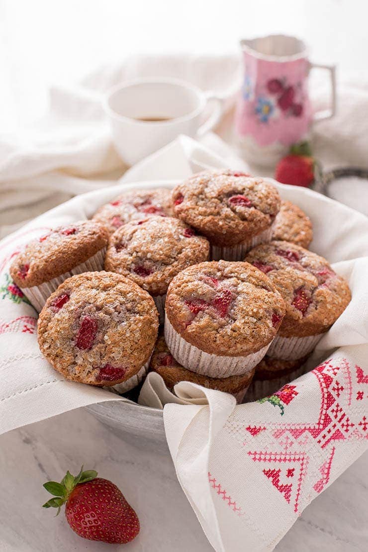 bakery style strawberry muffins