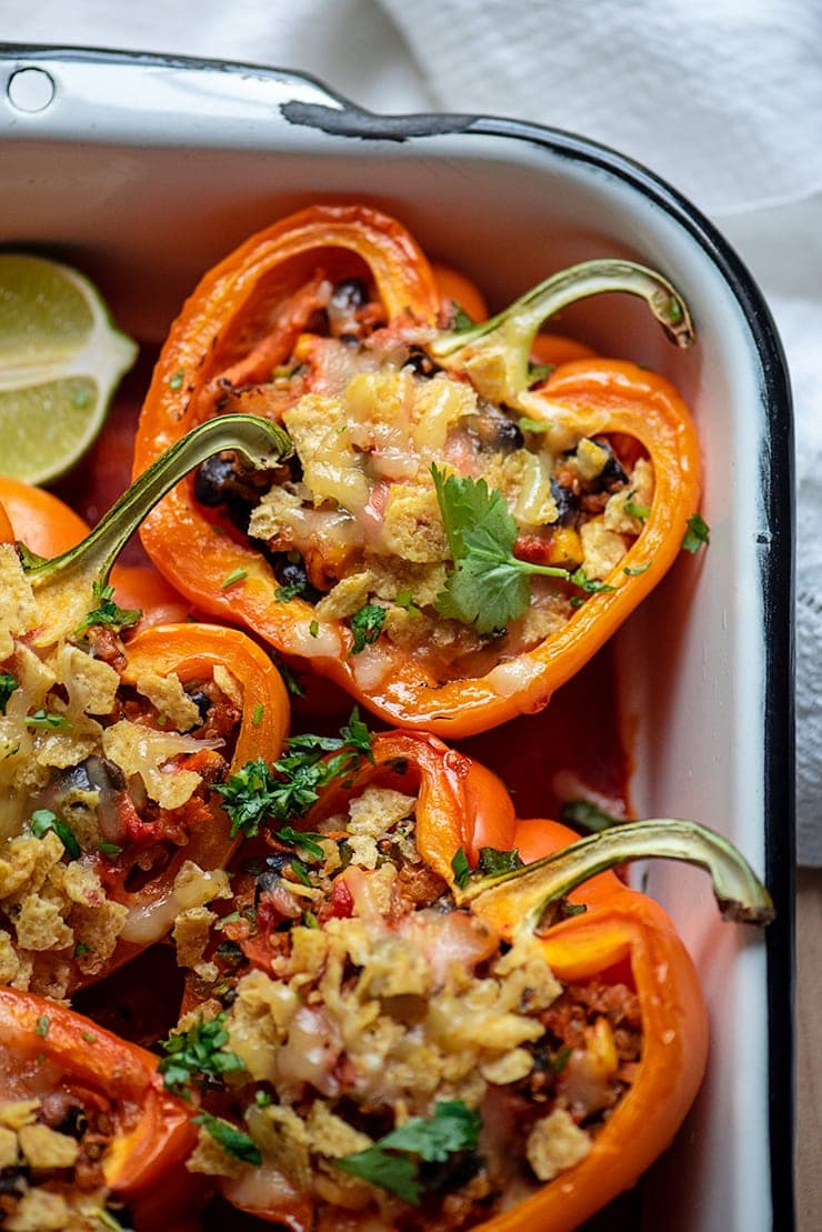 Mexican Stuffed Peppers 0286 Web - Summer Corn Salad with Basil and Queso Fresco