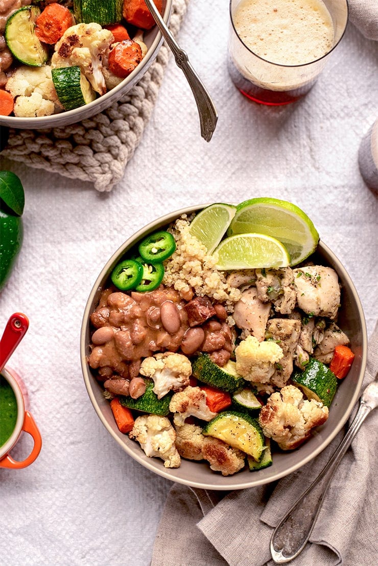 Burrito Bowls 0322 Web - Chicken Burrito Bowls with Pinto Beans and Chimichurri