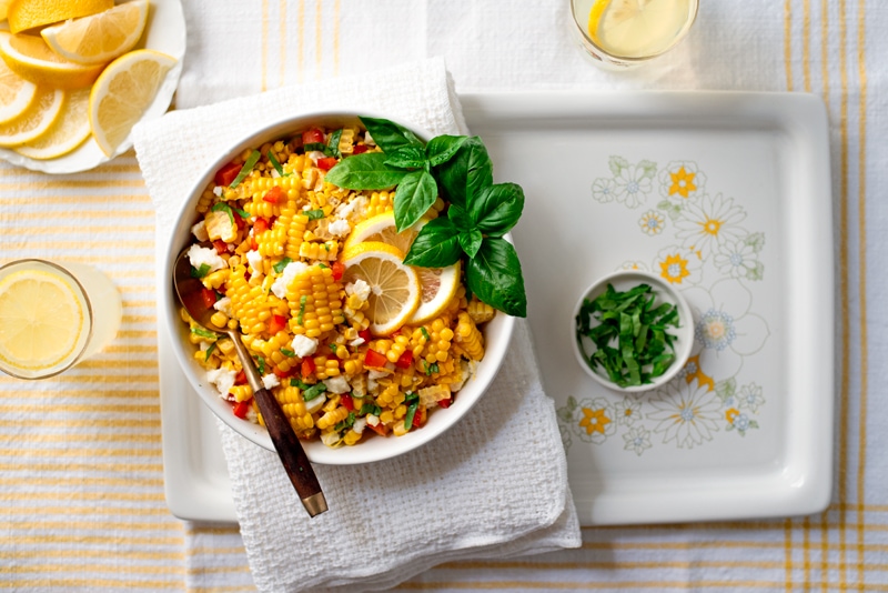 Corn Salad 8321 800px - Summer Corn Salad with Basil and Queso Fresco
