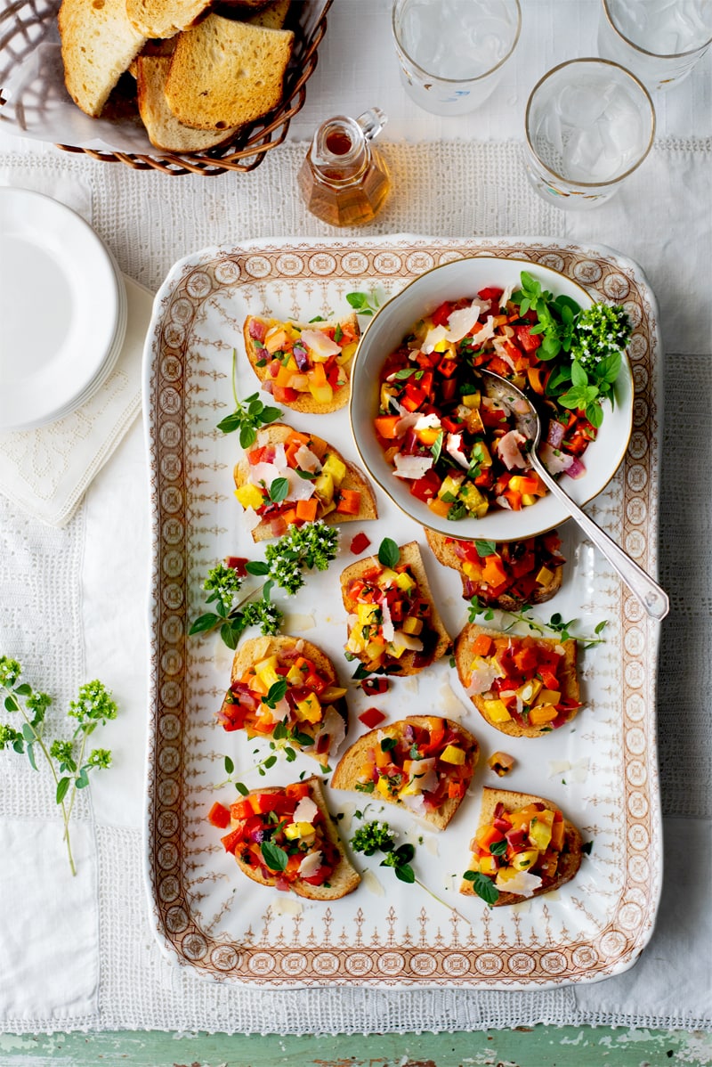 Vegetable Bruschetta 7829 800px - Vegetable Bruschetta with Peppers, Squash and Carrots