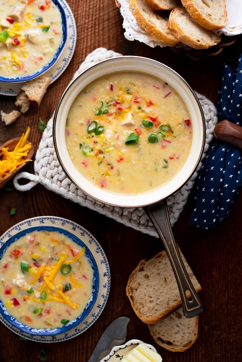 Comforting Creamy Chicken Corn Soup with a Hint of Heat - Vintage Kitty