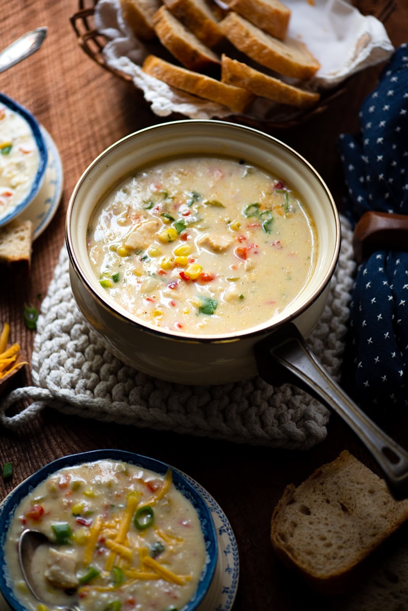 Comforting Creamy Chicken Corn Soup with a Hint of Heat - Vintage Kitty