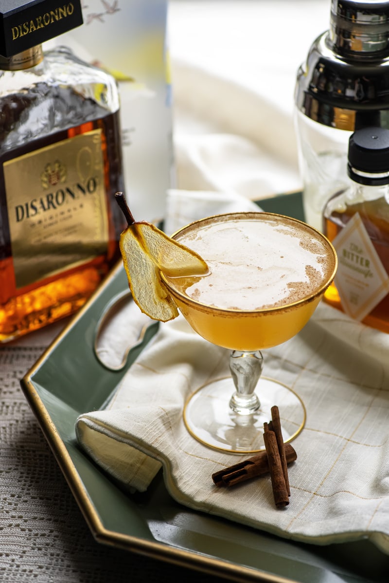 Spiced Pear Martini 9114 800px - Spiced Pear Martini with Amaretto and Cardamom Bitters