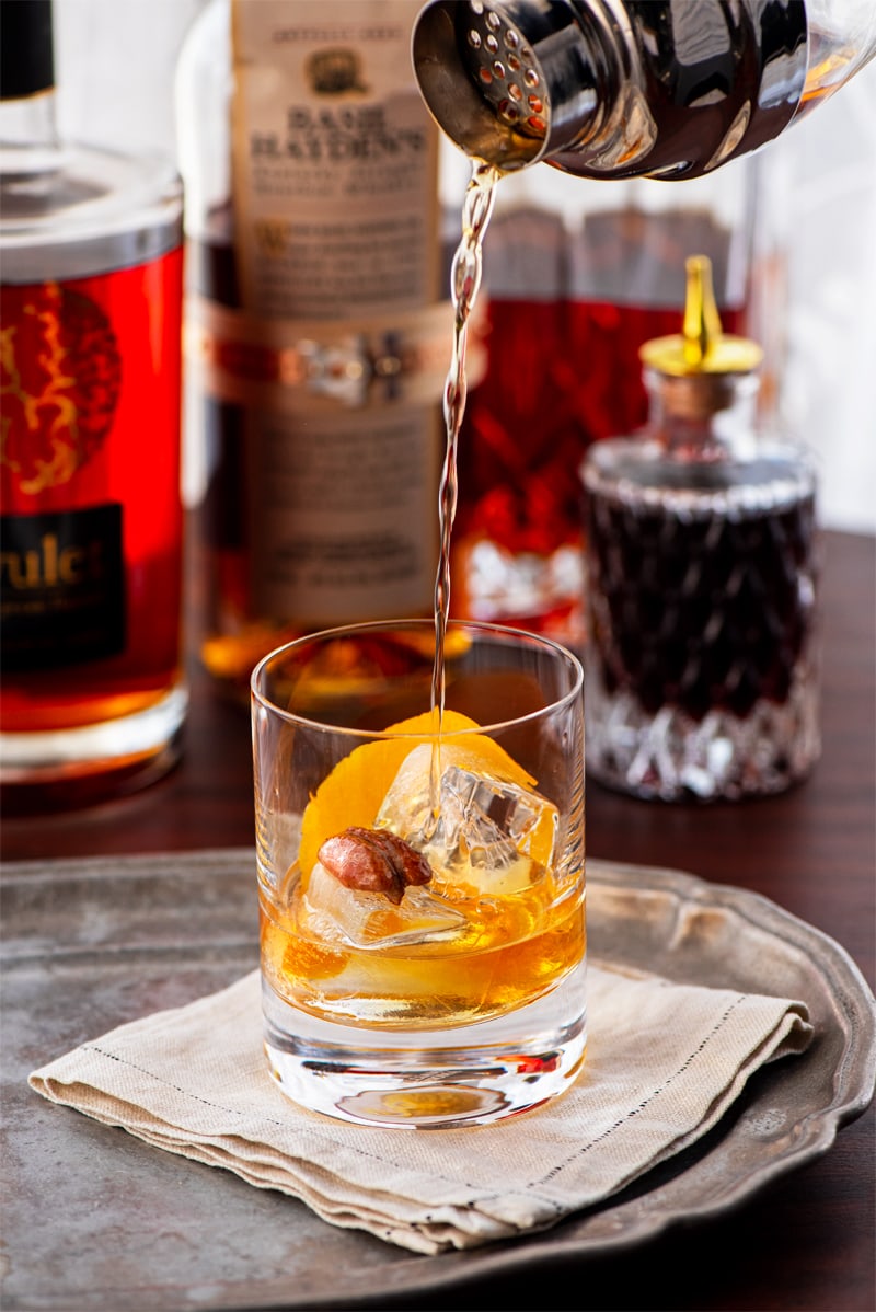 Pecan Bourbon Old Fashioned 1636 800px - Pecan Bourbon Old Fashioned Cocktail Recipe